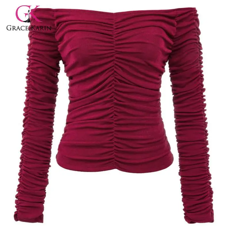 Grace Karin Women Off Shoulder Pleated Tops vintage Blouse Back Zipper Ruching Sexy Slim Fit Blusas mujer de moda 2019 Plus Size
Grace Karin Women Off Shoulder Pleated Tops vintage Blouse Back Zipper Ruching Sexy Slim Fit Blusas mujer de moda 2019 Plus Size