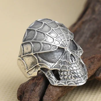 Punk Ring 925 Sterling Thai Silver Men Jewelry Creative Vintage Spiderman Skull Ring Gift Brand Fine Jewelry Wholesale 
Punk Ring 925 Sterling Thai Silver Men Jewelry Creative Vintage Spiderman Skull Ring Gift Brand Fine Jewelry Wholesale