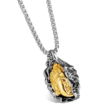 Stainless steel necklace, half demon in a thought, Buddha pendant, personalized retro accessories 
Stainless steel necklace, half demon in a thought, Buddha pendant, personalized retro accessories