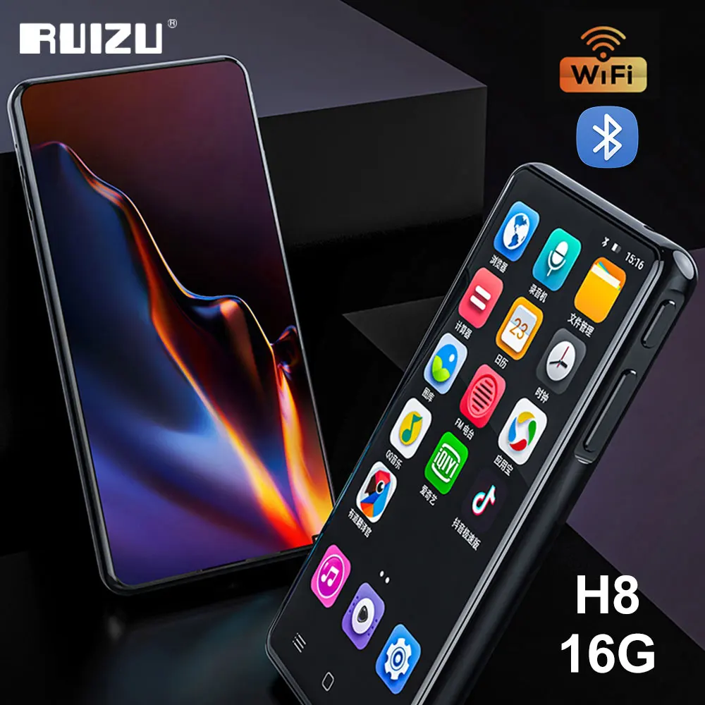 

RUIZU H8 New Bluetooth Music Video Player With Android System 5.1 Connect WIFI 16GB Walkman Support App Study MP3 For Student