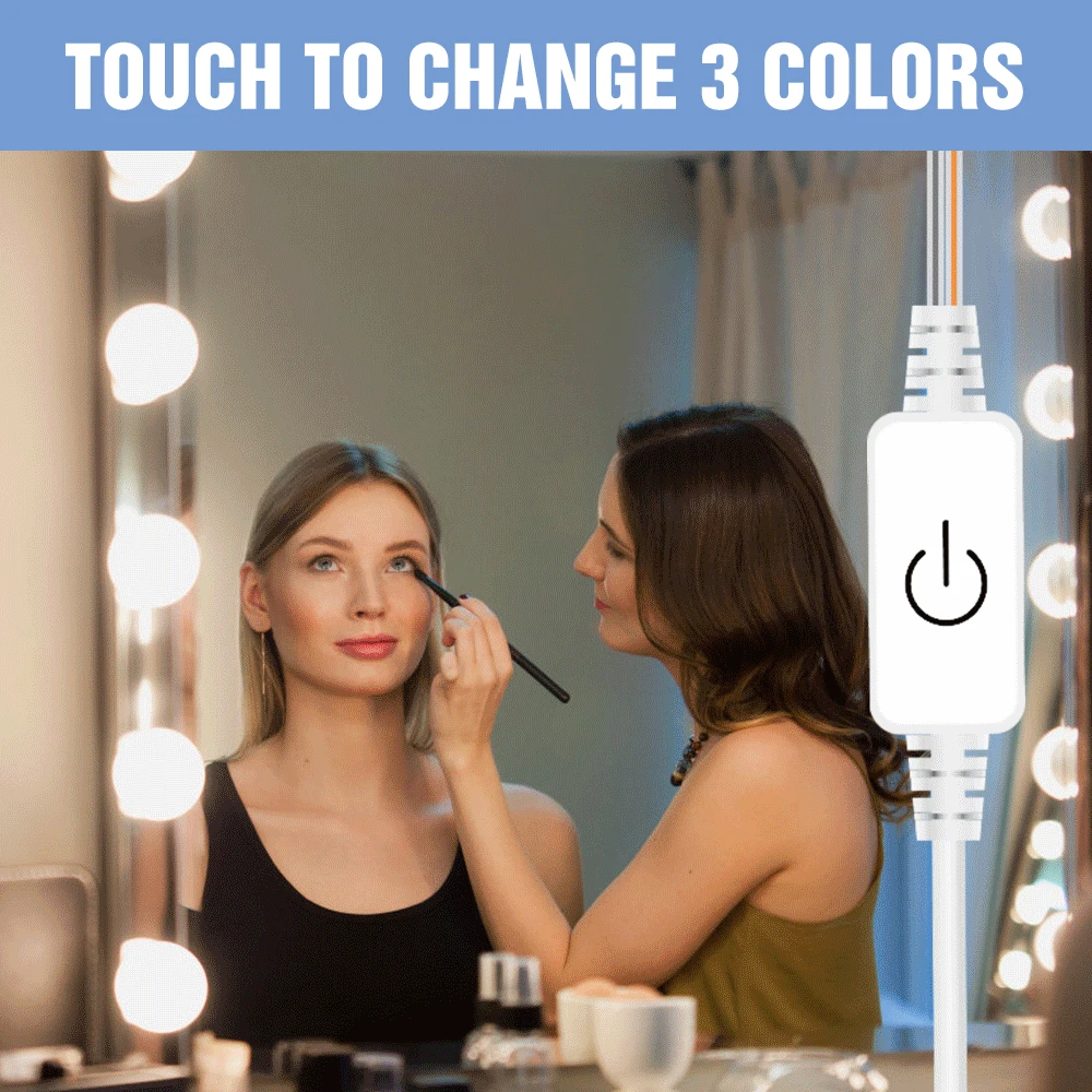 USB 12V Dressing Table Mirror Light Bulb 3 Color Makeup Lamp LED Hollywood Vanity Light LED Stepless Dimmable Cosmetic Bombilla
USB 12V Dressing Table Mirror Light Bulb 3 Color Makeup Lamp LED Hollywood Vanity Light LED Stepless Dimmable Cosmetic Bombilla