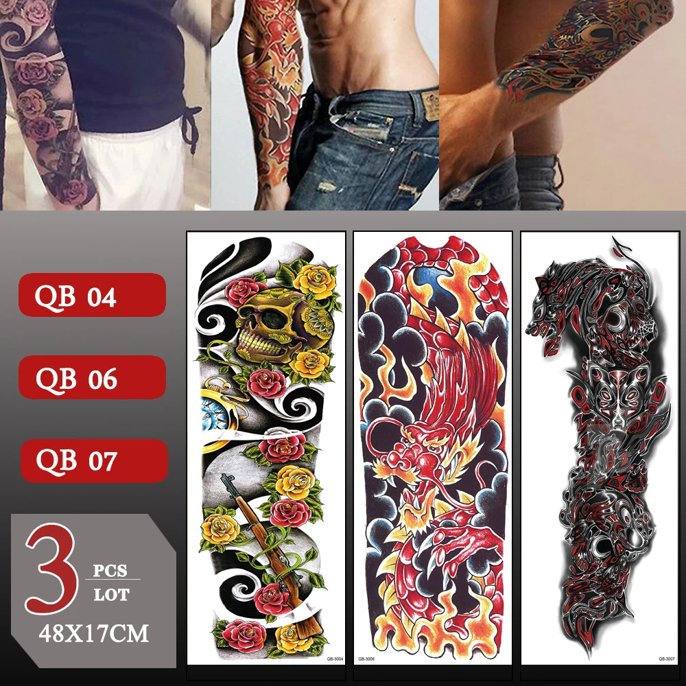 3 pcs/lot Full Arm Waterproof Temporary Tattoo Sticker Large Arm Sleeve Fake Tattoos For Men Women Large Size Arm Sticker
3 pcs/lot Full Arm Waterproof Temporary Tattoo Sticker Large Arm Sleeve Fake Tattoos For Men Women Large Size Arm Sticker