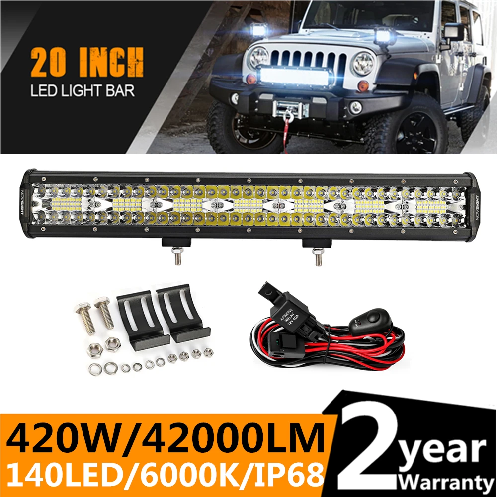 20 Inch 50 cm 420W 6000K Flood Spot Combo Work 140LED Bar 42000LM Driving Boat Led Off Road Trucks 10ft Wire D40
20 Inch 50 cm 420W 6000K Flood Spot Combo Work 140LED Bar 42000LM Driving Boat Led Off Road Trucks 10ft Wire D40