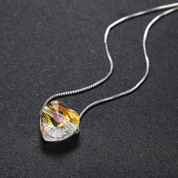 925 Silver Fine Jewelry Colorful Heart Beads Crystals From Swarovski Pendant Necklace Simple Chain Collares For Women Christmas
925 Silver Fine Jewelry Colorful Heart Beads Crystals From Swarovski Pendant Necklace Simple Chain Collares For Women Christmas