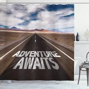 Adventure Shower Curtain, Adventure Awaits Written on The Asphalt with Clouds and Sky Road Trip Theme, Cloth Fabric Bathroom
Adventure Shower Curtain, Adventure Awaits Written on The Asphalt with Clouds and Sky Road Trip Theme, Cloth Fabric Bathroom