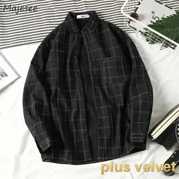 Men Shirts Plaid Autumn Winter Plus Velvet Long Sleeve Simple Ins Loose All-match Mens Trendy Outwear Harajuku Chic Leisure New
Men Shirts Plaid Autumn Winter Plus Velvet Long Sleeve Simple Ins Loose All-match Mens Trendy Outwear Harajuku Chic Leisure New