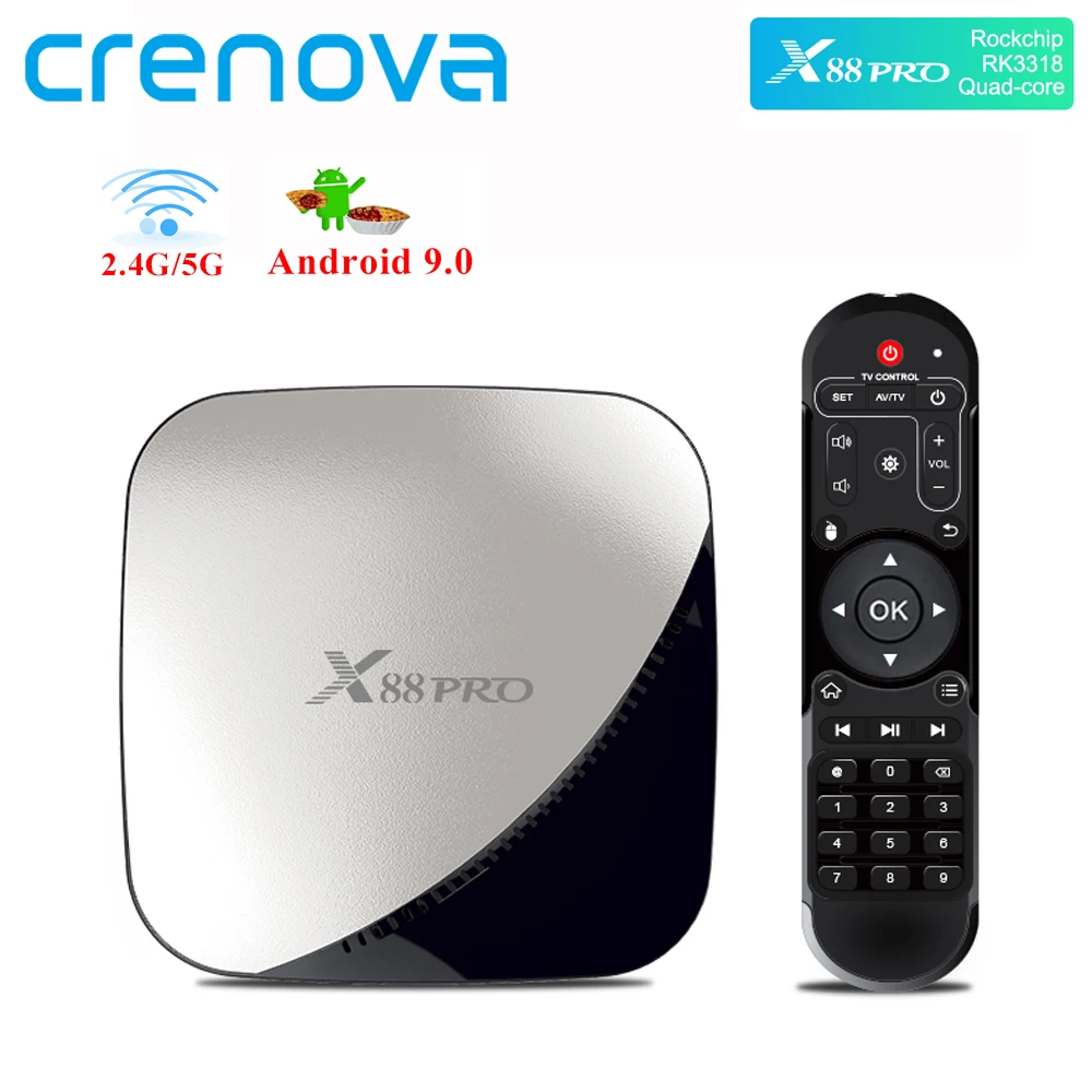 Crenova X88PRO Quad Core RK3318 Android 9.0 Set Top Box 4K Google Player WIFI 4G RAM 16G 32G 64G ROM Smart TV Box
Crenova X88PRO Quad Core RK3318 Android 9.0 Set Top Box 4K Google Player WIFI 4G RAM 16G 32G 64G ROM Smart TV Box