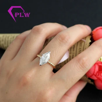 Shining Jewelry 14K Yellow Gold 7*14mm Marquise Moissanite Ring Solitaire Ring Twist Band
Shining Jewelry 14K Yellow Gold 7*14mm Marquise Moissanite Ring Solitaire Ring Twist Band