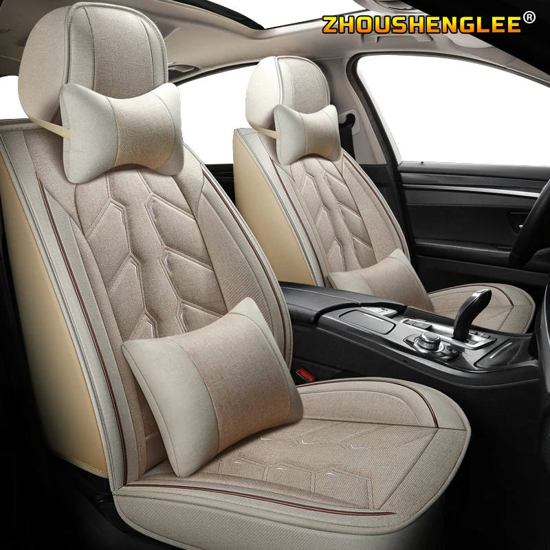 Чехлы на сиденья автомобиля ZHOUSHENGLEE льняные для Peugeot 107 206 206CC 207 301 307 307CC 308 408 508 3008