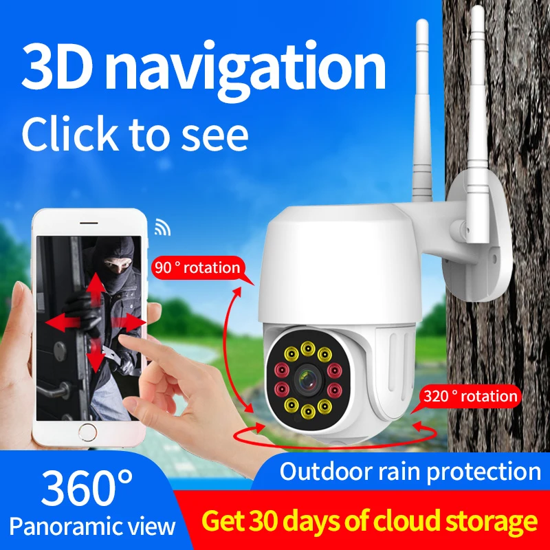 720P/1080P PTZ Wifi 10 LEDs IP Camera Outdoor AI Human Detect Wireless Camera Night Vision 2MP Waterproof Security CCTV Camera
720P/1080P PTZ Wifi 10 LEDs IP Camera Outdoor AI Human Detect Wireless Camera Night Vision 2MP Waterproof Security CCTV Camera