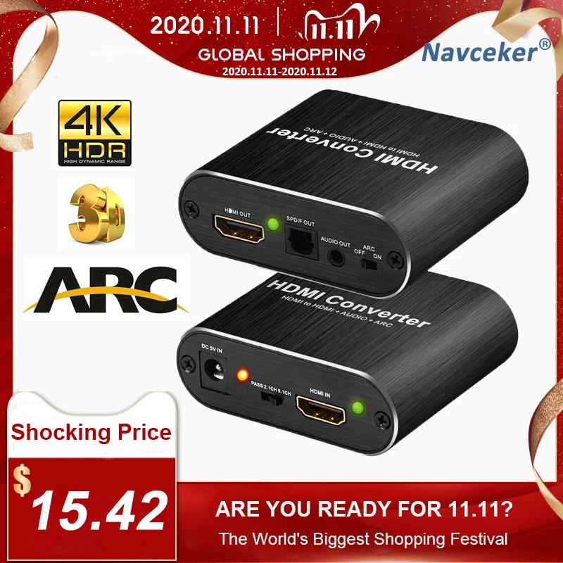2020 4K HDMI Audio Extractor ARC 5.1 CH 4K HDMI To HDMI Audio Extractor Support TOSLINK 3.5mm ARC HDMI Audio Extractor Splitter
2020 4K HDMI Audio Extractor ARC 5.1 CH 4K HDMI To HDMI Audio Extractor Support TOSLINK 3.5mm ARC HDMI Audio Extractor Splitter