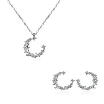 Hot Fashion Dazzling CZ Irregular Crescent Moon Pendant Necklace+Earrings for Women 925 Sterling Silver Fine Jewelry Set Brincos
Hot Fashion Dazzling CZ Irregular Crescent Moon Pendant Necklace+Earrings for Women 925 Sterling Silver Fine Jewelry Set Brincos
