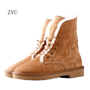ZVU 2020 new warm Sheepskin Fur integrated snow boots women winter Plush flat bottom lace up Martin boots leather versatile
ZVU 2020 new warm Sheepskin Fur integrated snow boots women winter Plush flat bottom lace up Martin boots leather versatile