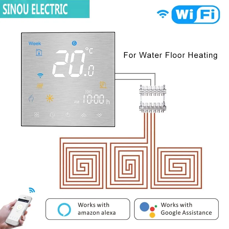 WiFi Smart Thermostat Programmable Temperature Controller for Water Heater Smart Life Tuya APP Works with Alexa Google Home
WiFi Smart Thermostat Programmable Temperature Controller for Water Heater Smart Life Tuya APP Works with Alexa Google Home