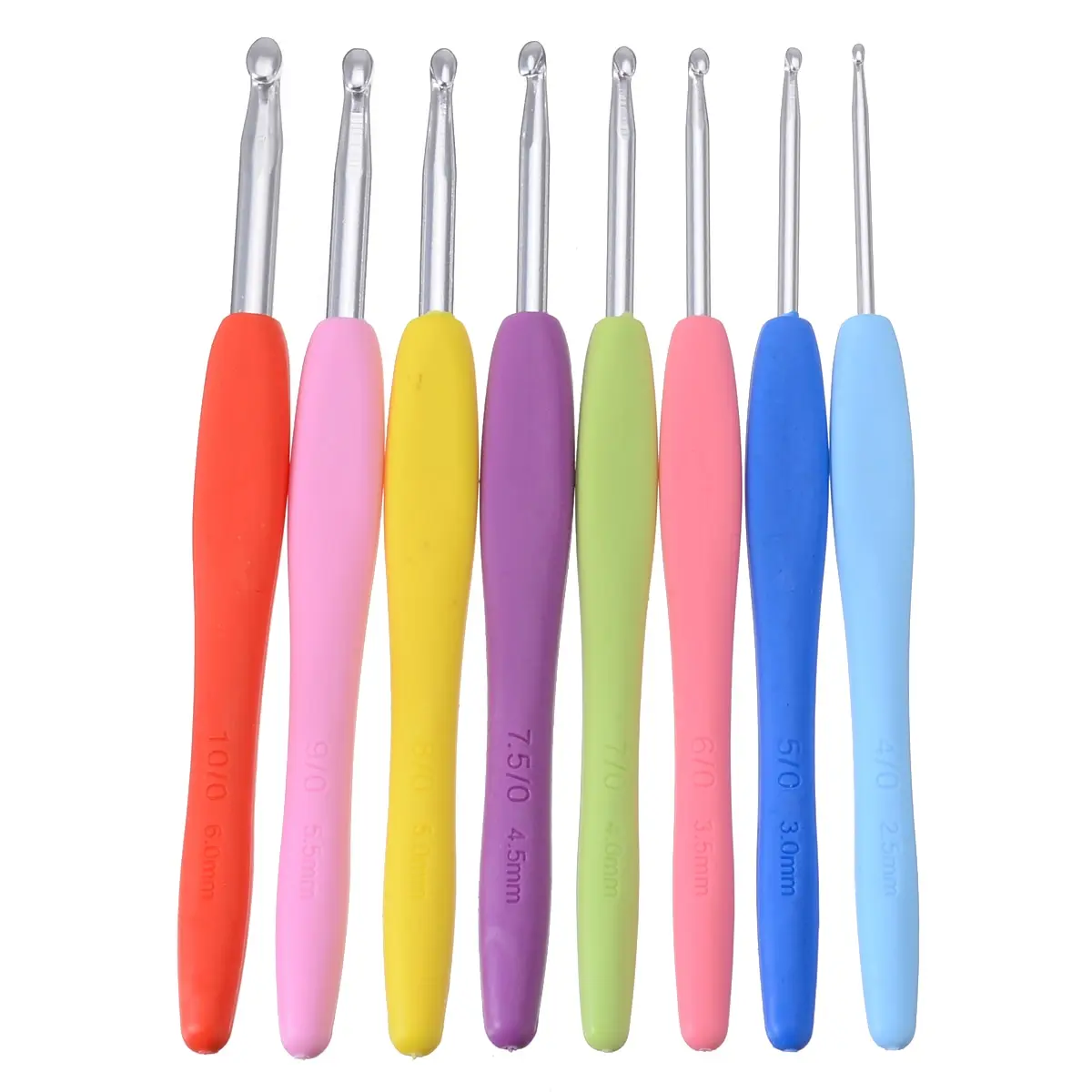 8 PCS Sweater Sewing Needles Aluminum Crochet Hook Knitting Needles with Colorful Soft Handle Kit 2.5/3/3.5/4/4.5/5/5.5/6 mm