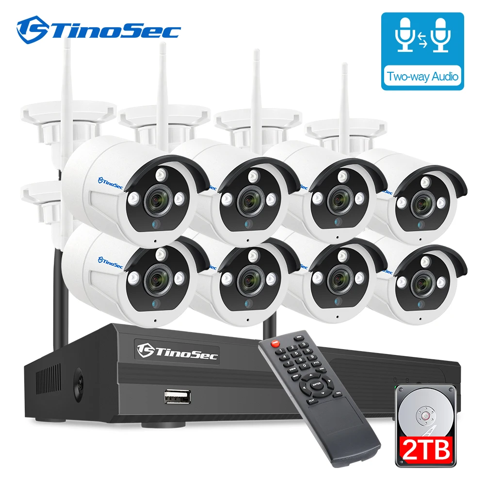 TinoSec 8CH Wireless CCTV System 1080P Two-way Audio CCTV Camera 2MP Outdoor Waterproof Wifi Camera Kit Video Surveillance Kit
TinoSec 8CH Wireless CCTV System 1080P Two-way Audio CCTV Camera 2MP Outdoor Waterproof Wifi Camera Kit Video Surveillance Kit