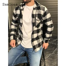 Samlona Men Elegant Fashion Hooded Blouse Long Sleeve Model Plaid Shirt Masculina Camisa Shirt blusas Homme Ropa Mens Clothing 
Samlona Men Elegant Fashion Hooded Blouse Long Sleeve Model Plaid Shirt Masculina Camisa Shirt blusas Homme Ropa Mens Clothing