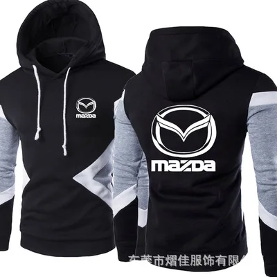 Толстовка мужская с логотипом Mazda Модный пуловер в стиле пэчворк Повседневная