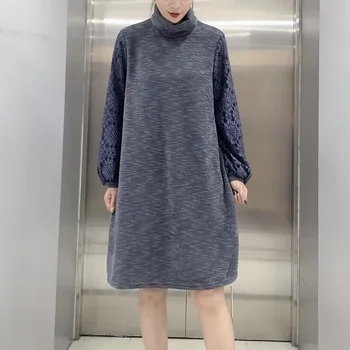 LANMREM 2019 Winter High Collar Long Sleeve Woven Cashmere Dress Lace Stitching Lantern Sleeves Women's Clothing 19B-a45
LANMREM 2019 Winter High Collar Long Sleeve Woven Cashmere Dress Lace Stitching Lantern Sleeves Women's Clothing 19B-a45