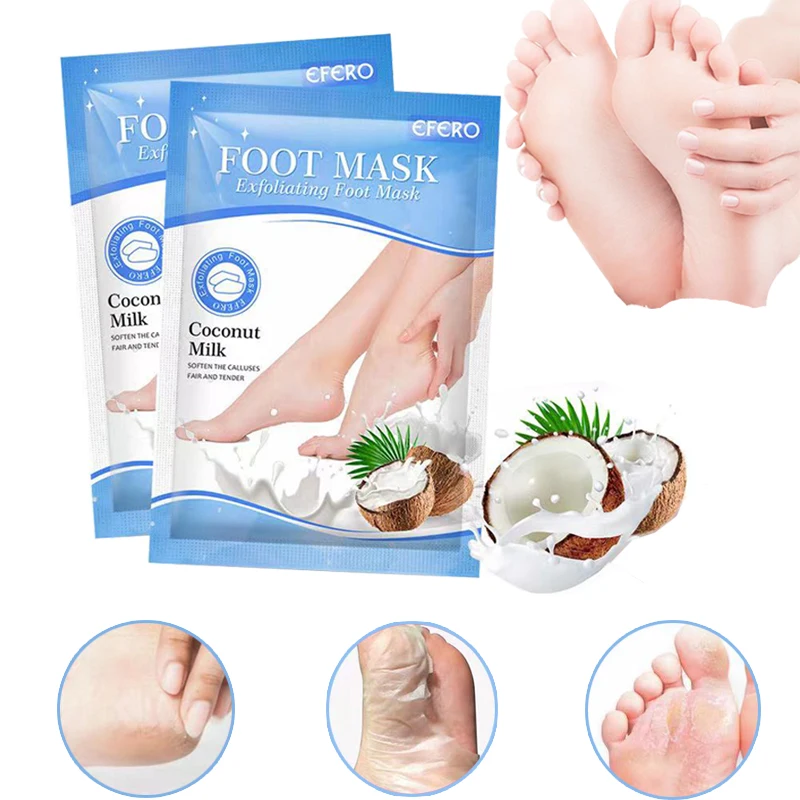 

Coconut Milk Exfoliating Foot Mask Pedicure Socks Feet Care Peeling Scrub Remove Dead Skin Calluses Anti Crack Heel Foot Patch