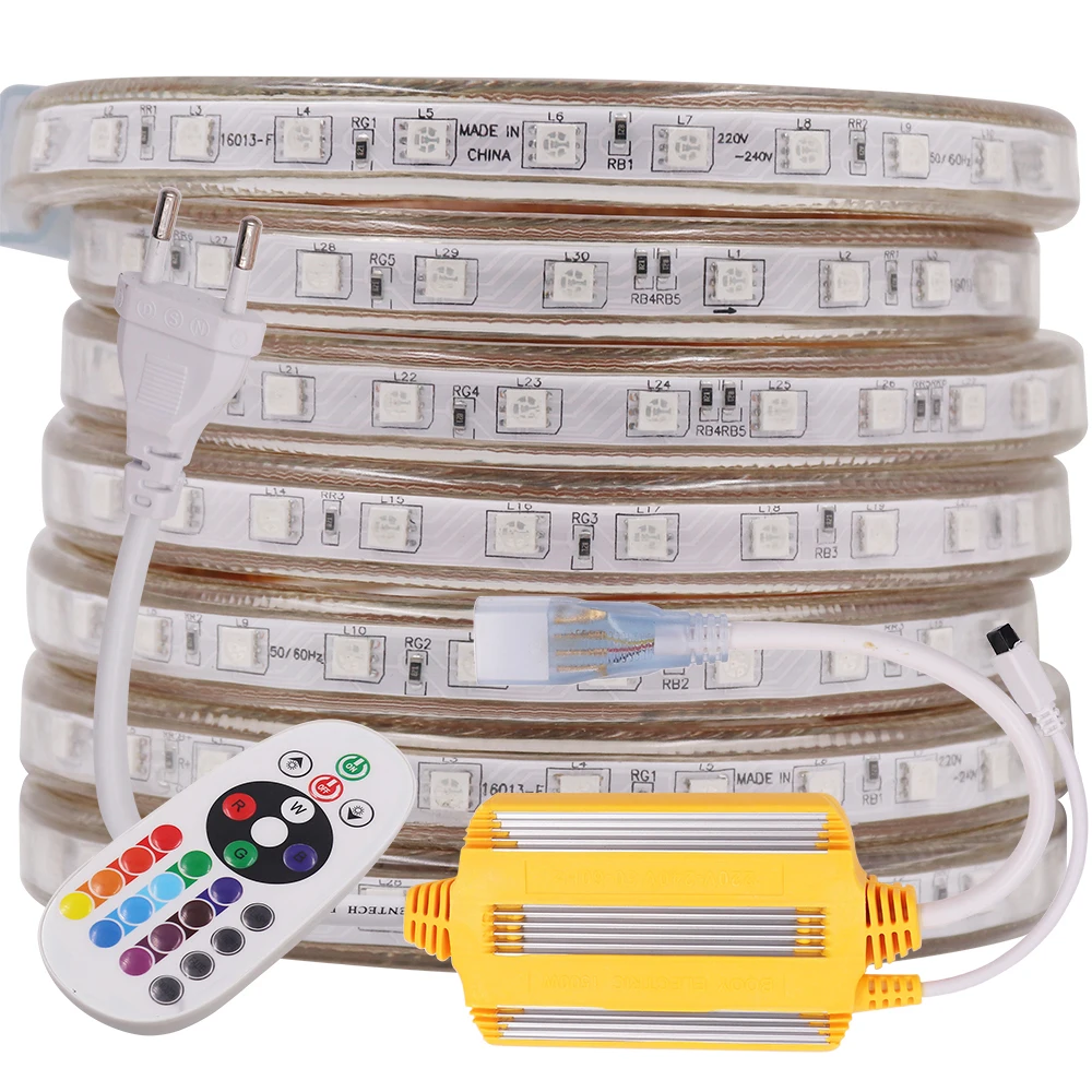 2020 NEW RGB LED Strip Light 5050 220V 230V 240V AC 60LEDs/m Remote Control Rope Lights Waterproof Flex Tape Outdoor Decoration
2020 NEW RGB LED Strip Light 5050 220V 230V 240V AC 60LEDs/m Remote Control Rope Lights Waterproof Flex Tape Outdoor Decoration