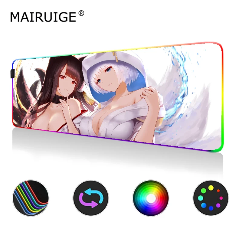 Коврик RGB для мышки с аниме убийца демонов большая грудь девочка Rem Re большой