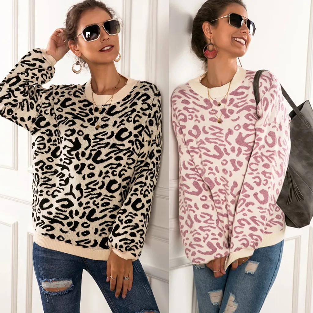 Women Casual Warm Daily Loose Leopard Splice Knitting Jumper Tops Blouse Sweater W827
Women Casual Warm Daily Loose Leopard Splice Knitting Jumper Tops Blouse Sweater W827