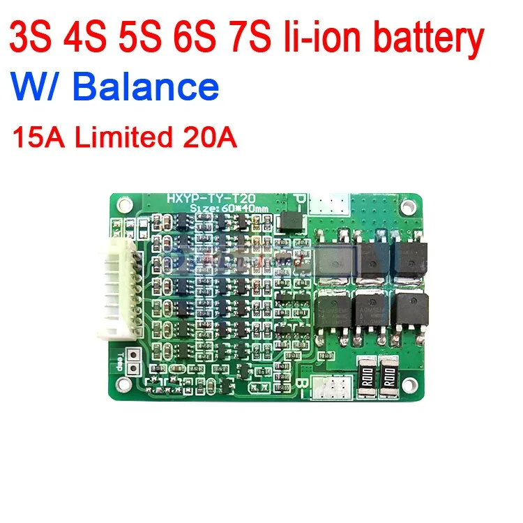 3S 4S 5S 6S 7S 15A литий-ионная 18650 литиевая батарея BMS Защитная плата баланс LiPo 12V 16 8 V 21V 25