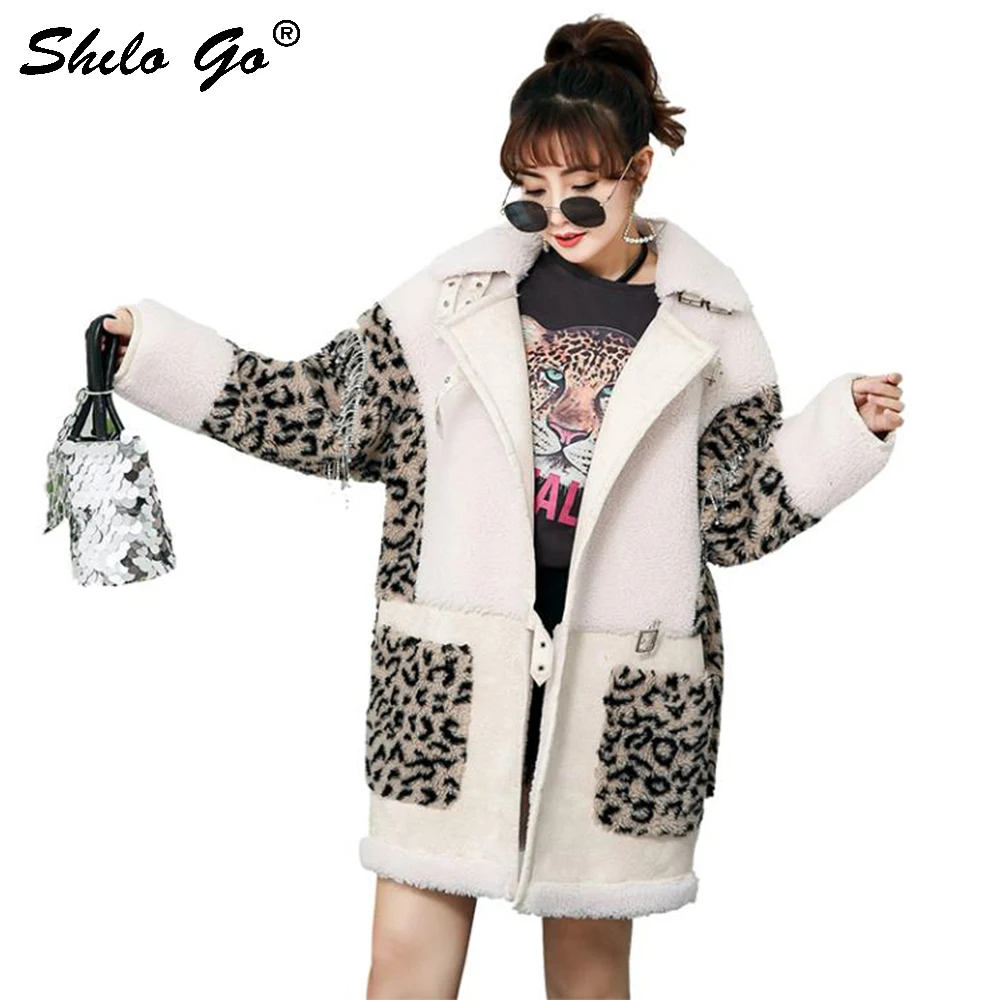 Fur Coat Plus Size Lamb Fur Turn Down Collar Cut-and-Sew Leopard Panel Warm Long Coat Women Winter Casual Wrap Belted Outwear
Fur Coat Plus Size Lamb Fur Turn Down Collar Cut-and-Sew Leopard Panel Warm Long Coat Women Winter Casual Wrap Belted Outwear