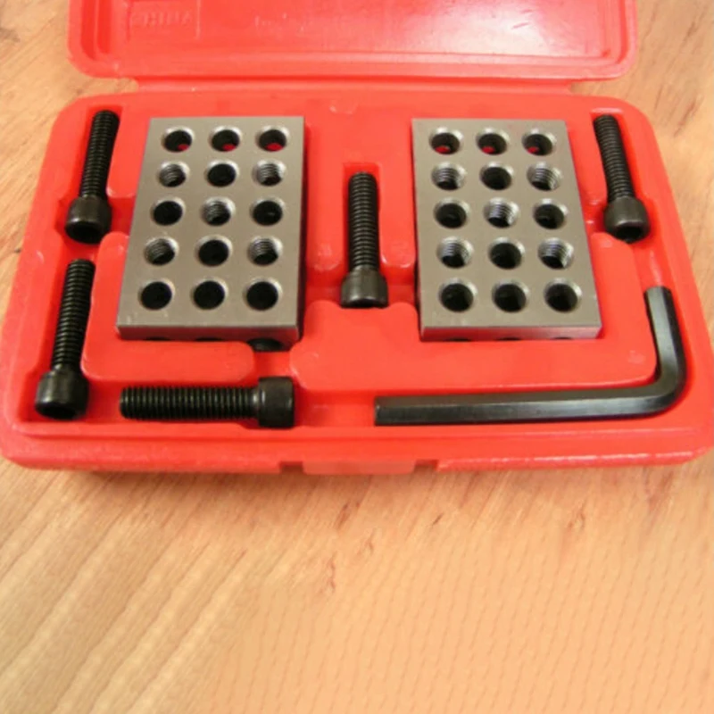 1Set 23 Holes Precision 1-2-3 inch Blocks with Screw Spanner Parallel Clamping Block Set 23 Holes Parallel Block with Screw Wren