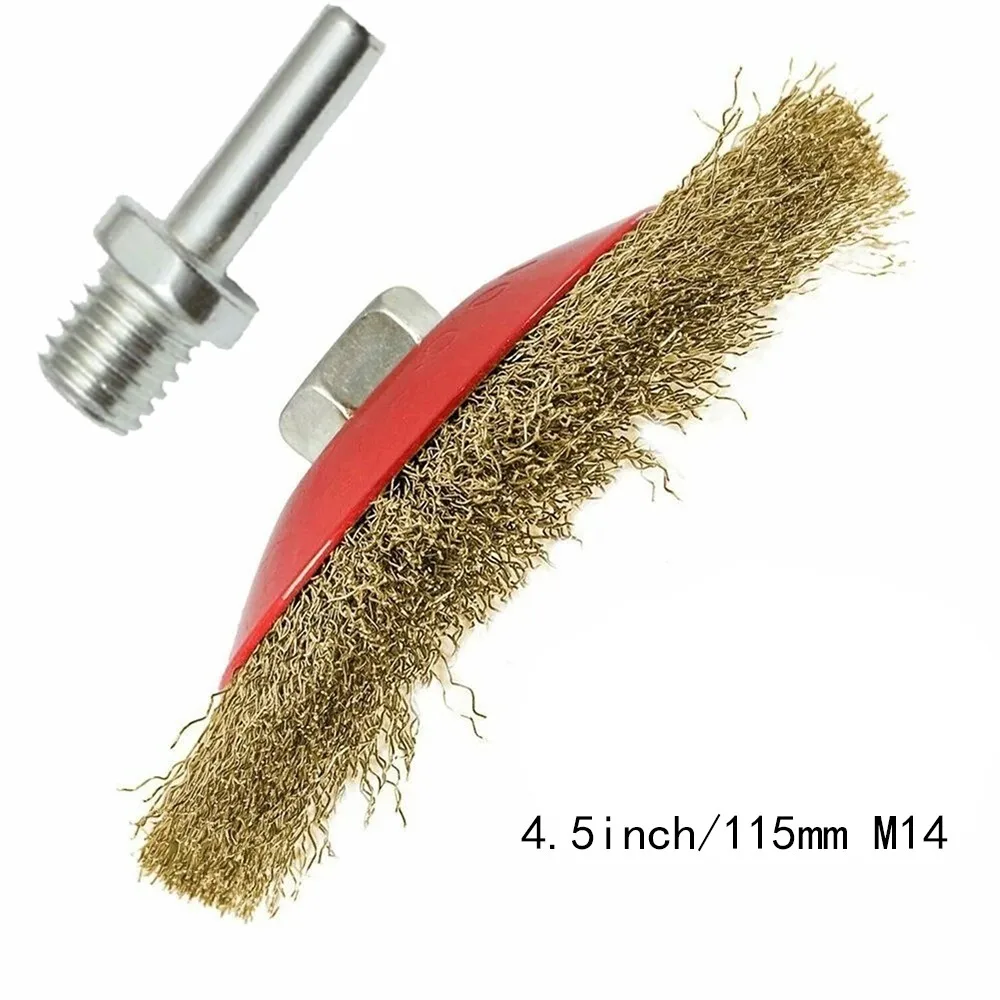 115mm Copper Steel Wire Brush Wheel Metal Rust Remove Cleaning Tools With M14 Angle Grinder Drill Adaptor
115mm Copper Steel Wire Brush Wheel Metal Rust Remove Cleaning Tools With M14 Angle Grinder Drill Adaptor