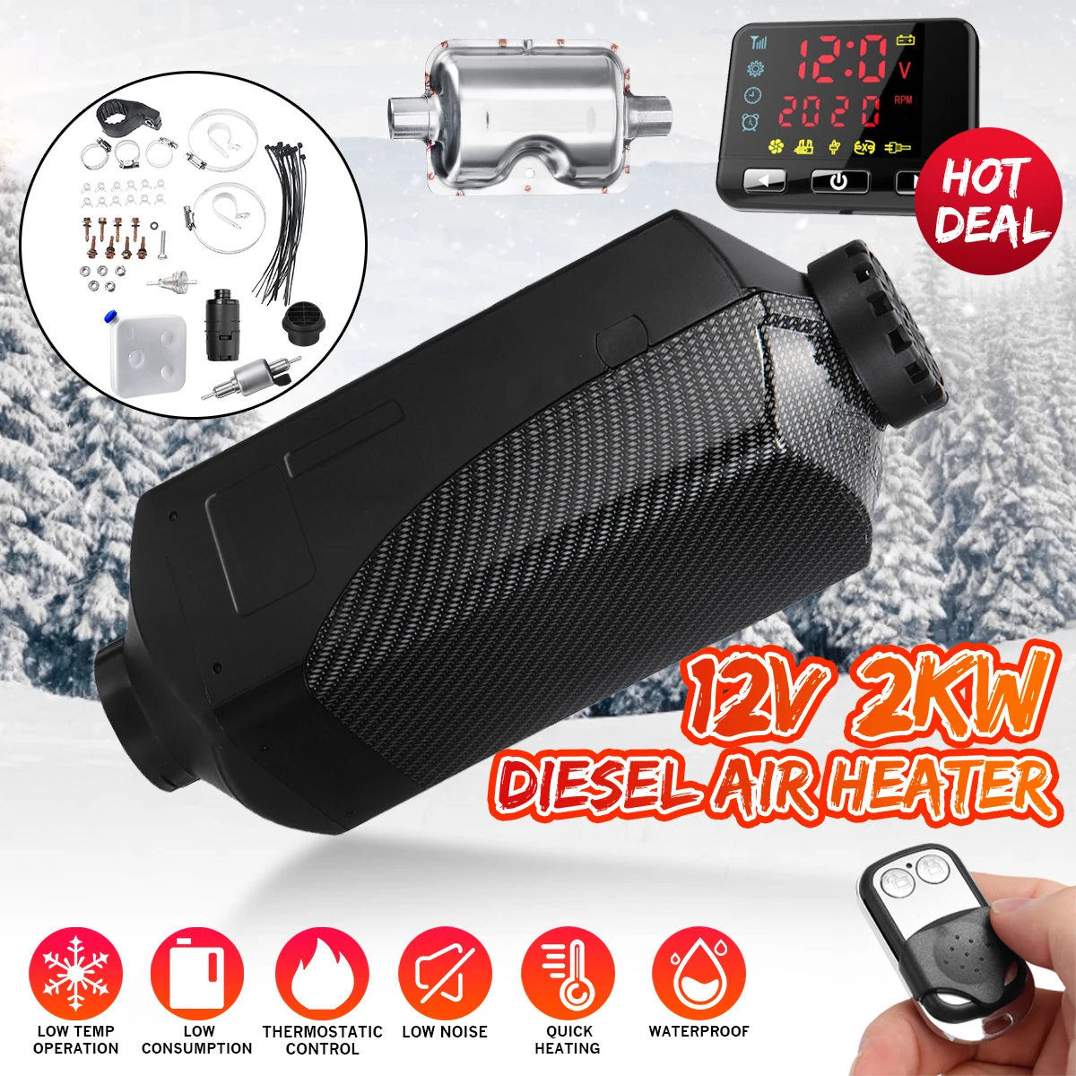 12V 2KW LCD Monitor Air Diesels Fuel Heater 2000W Car Heater+Silencer for RV Car Truck Motor Home Boat Bus Motorhome
12V 2KW LCD Monitor Air Diesels Fuel Heater 2000W Car Heater+Silencer for RV Car Truck Motor Home Boat Bus Motorhome