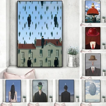 Rene Magritte 캔버스 페인팅, 초현실주의 클래식 아트워크, 포스터 및 인쇄, 거실 벽 아트 그림 상품 이미지