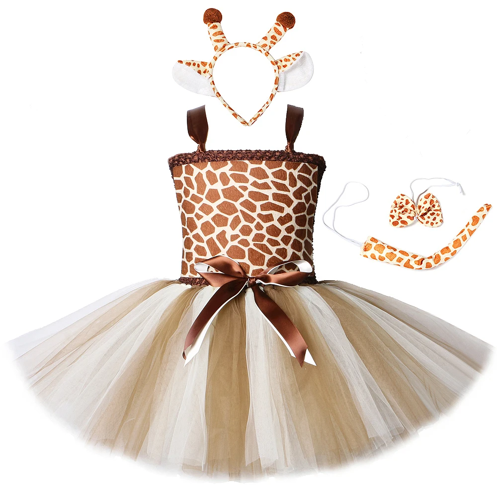 Милое Платье для девочки жираф мультяшное животное костюм выступления комплект