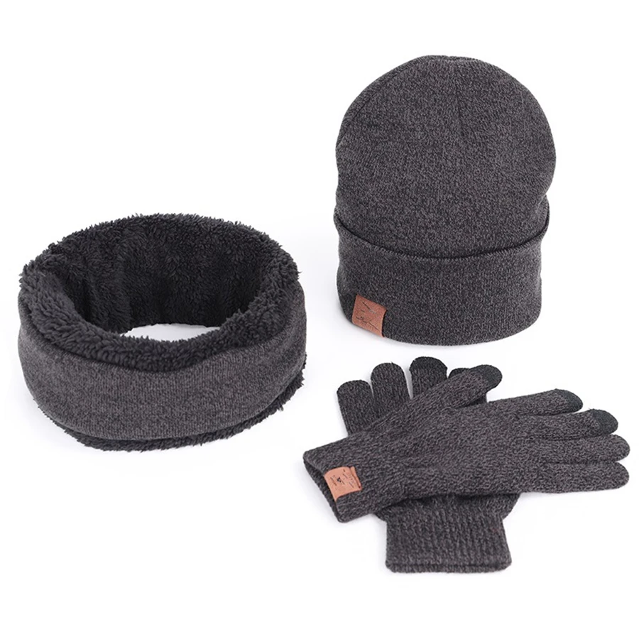 Комплекты зимние унисекс: шапка с шарфом и перчатками|Мужская Skullies & шапочки| |