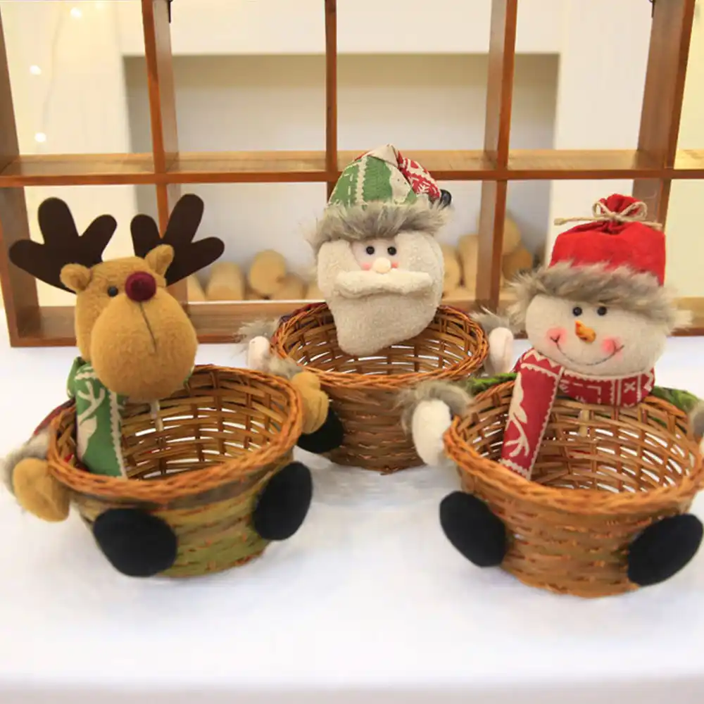 basket holder kawaii snowman santa claus party supply decoration