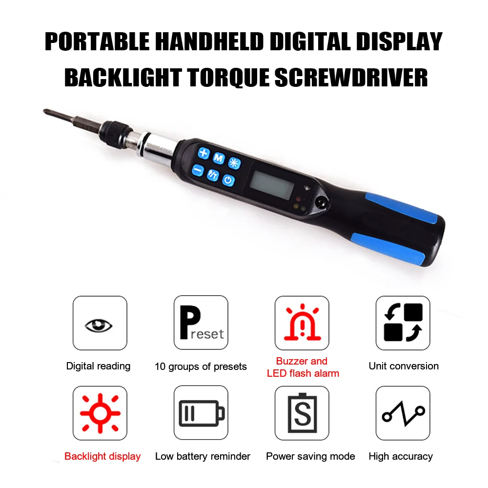 Portable Handheld Digital Display Backlight Torque Screwdriver 1-10NM Cordless Torque Screw Driver
Portable Handheld Digital Display Backlight Torque Screwdriver 1-10NM Cordless Torque Screw Driver