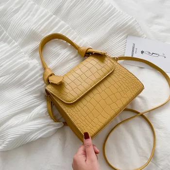 Female Flip Square Bag 2020 New Quality Leather Women's Designer Handbag Crocodile Pattern Yellow Shoulder Messenger Bags
Female Flip Square Bag 2020 New Quality Leather Women's Designer Handbag Crocodile Pattern Yellow Shoulder Messenger Bags