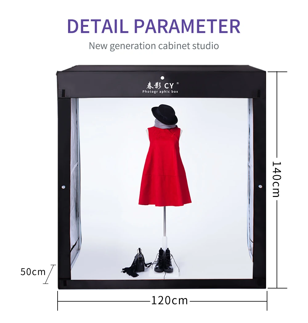 Description Picture 4 of itemLED Folding Photo Studio Softbox Light Box 140cmx120cmx50cm light Tent with white yellow black background Accessories box light