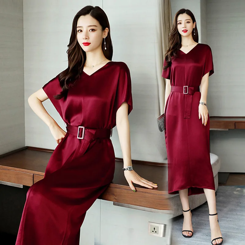 2019 Summer New Style Dress WOMEN'S Dress Mid-length over-the-Knee Korean-style Elegant V-neck Slimming Sheath Step Skirt 
2019 Summer New Style Dress WOMEN'S Dress Mid-length over-the-Knee Korean-style Elegant V-neck Slimming Sheath Step Skirt