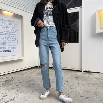Alien Kitty Fashion High Waist Hole Jeans Stylish Light Washed Plus Denim 2019 Women Slim Plus Casual Slender Straight Pants 
Alien Kitty Fashion High Waist Hole Jeans Stylish Light Washed Plus Denim 2019 Women Slim Plus Casual Slender Straight Pants