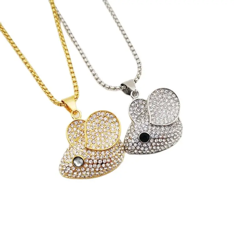 Bling Bling full rhinestones animal cute mouse pendant necklace Stainless steel rock big ear mouse necklace jewelry
Bling Bling full rhinestones animal cute mouse pendant necklace Stainless steel rock big ear mouse necklace jewelry