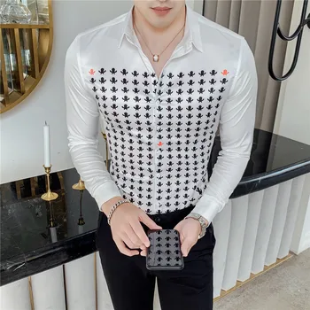Camisa Hombre Autumn Men's British Style Shirt Personality Printing Men's Long Sleeve Shirt Slim Men's Luxury Club Tuxedo Shirt
Camisa Hombre Autumn Men's British Style Shirt Personality Printing Men's Long Sleeve Shirt Slim Men's Luxury Club Tuxedo Shirt