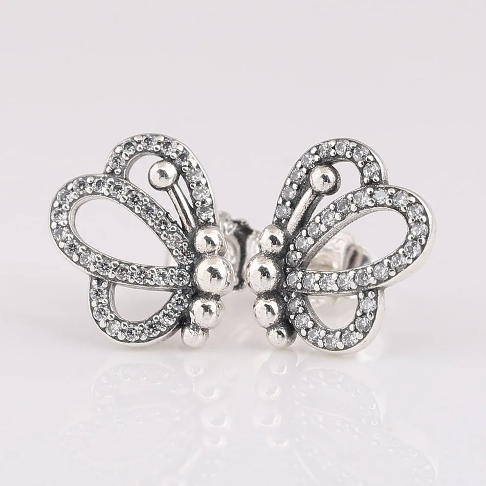 Authentic 925 Sterling Silver Butterfly Outlines With Crystal Stud Earrings For Women Wedding Gift fit Lady Fine Jewelry
Authentic 925 Sterling Silver Butterfly Outlines With Crystal Stud Earrings For Women Wedding Gift fit Lady Fine Jewelry
