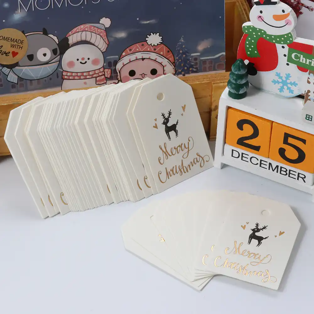 kraft tags merry christmas labels gift wrapping paper hang tags
