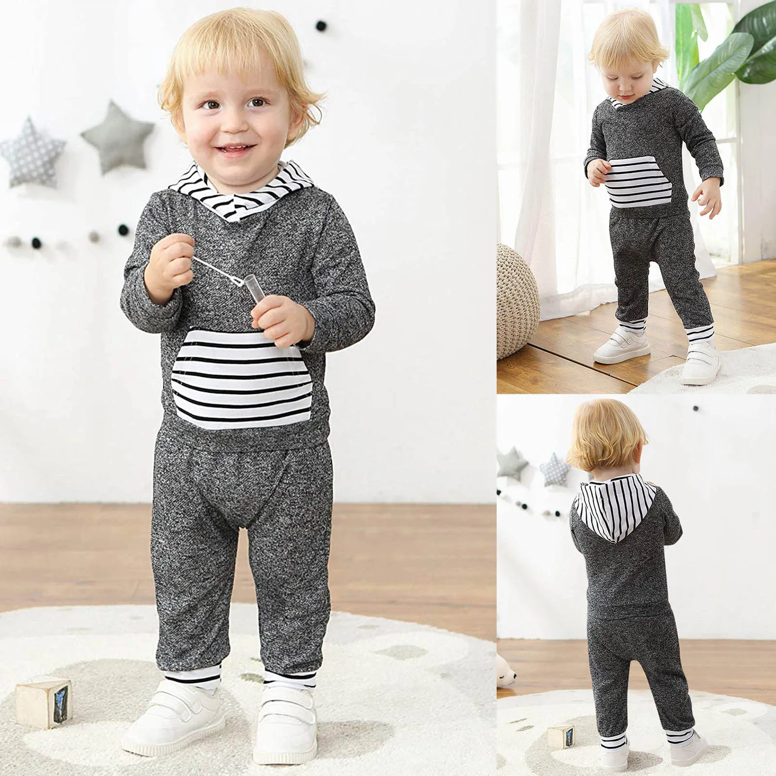 0-24Months Autumn winter sweater suit Infant Baby Boys Girls Striped Hooded Sweatshirt+Pants Outfits Set ensemble bebe garcon M4 
0-24Months Autumn winter sweater suit Infant Baby Boys Girls Striped Hooded Sweatshirt+Pants Outfits Set ensemble bebe garcon M4