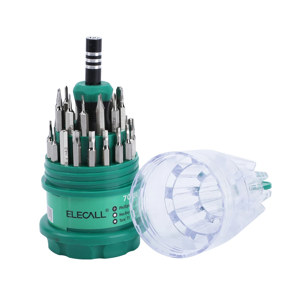 ELECALL 31 in 1 Mini Screwdriver Set Small Multitool Kit Torx Screw Driver Kit Repairing Tools For Iphone Laptop Tablet Watch
ELECALL 31 in 1 Mini Screwdriver Set Small Multitool Kit Torx Screw Driver Kit Repairing Tools For Iphone Laptop Tablet Watch