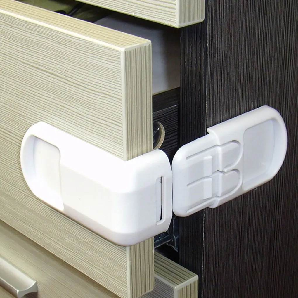 4 Pcs Multifunctional Baby Child Safety Lock Double Snap Fastener Drawer Cabinet Door Right Angle ABS Protection | Мать и ребенок