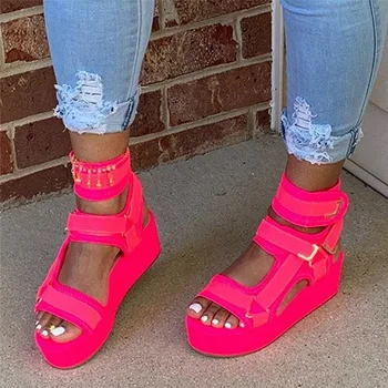 Women Sandals Hook & Loop Platform Open Toe Orange Sandals Women Flat Summer 2020 Outdoor Beach Shoes Women Sandals For Girls 
Women Sandals Hook & Loop Platform Open Toe Orange Sandals Women Flat Summer 2020 Outdoor Beach Shoes Women Sandals For Girls