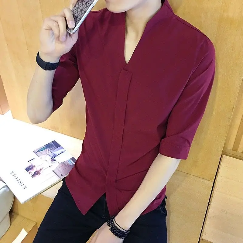 Summer Korean Slim Men's Black Five-point Sleeve Shirt Fashion Casual Trend All-match Sleeve Shirt
Summer Korean Slim Men's Black Five-point Sleeve Shirt Fashion Casual Trend All-match Sleeve Shirt
